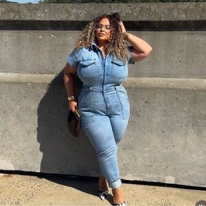 Good American Women's Blue Denim Overalls